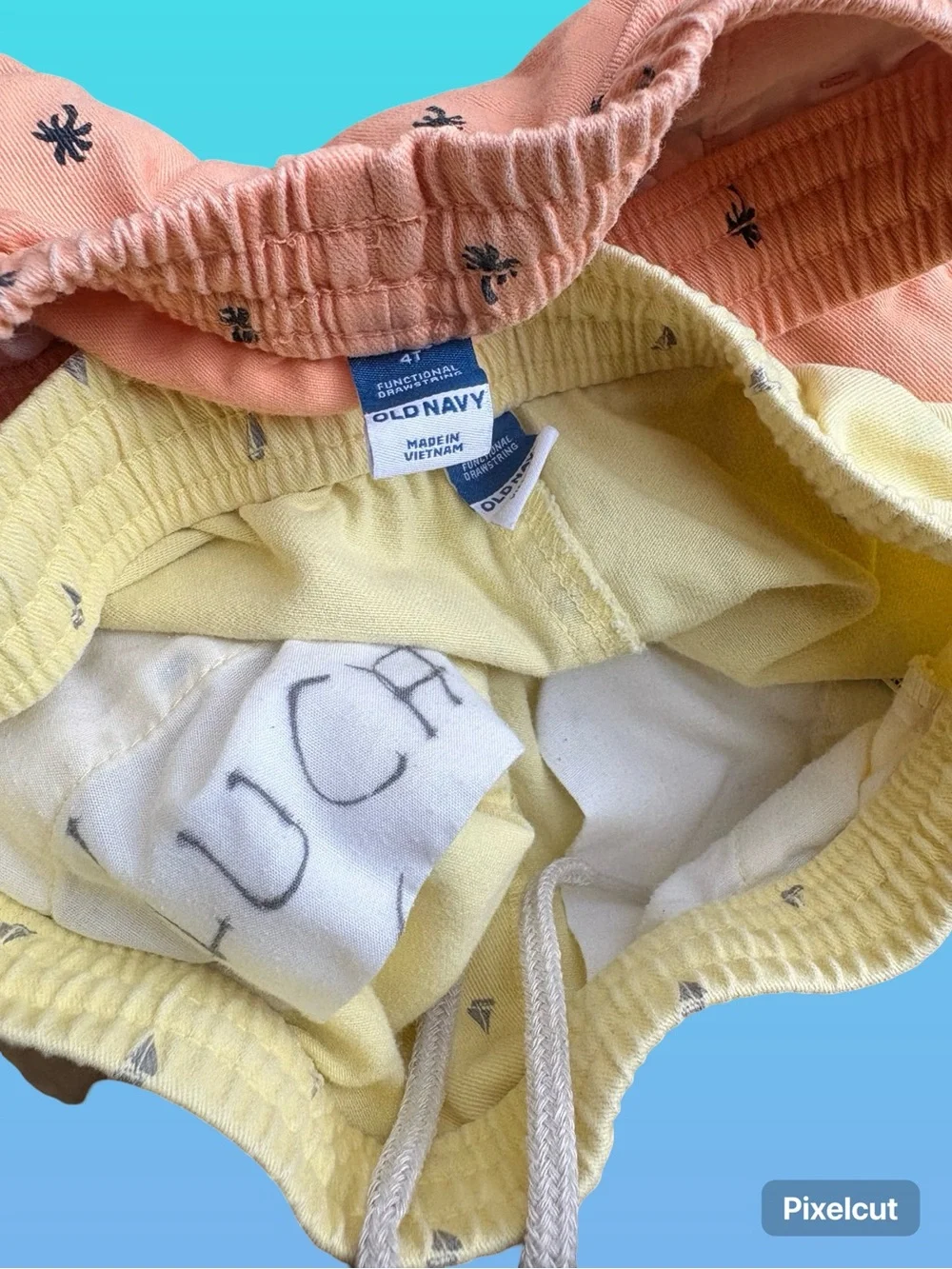 Old Navy Cream & Pink Palm-Print Pull-On Shorts